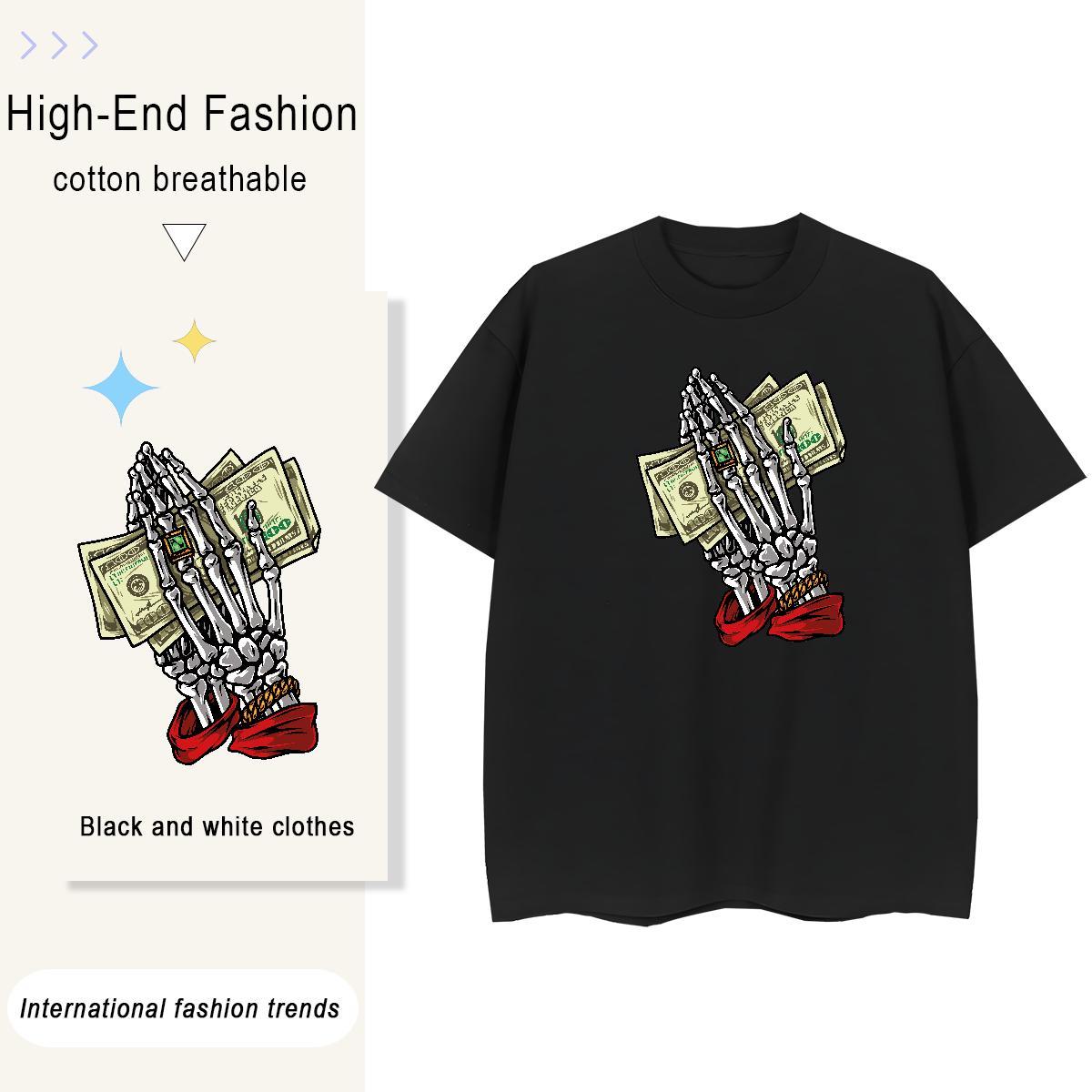 High Quality T shirt 100% Cotton 230g skull Spring Summer Oversized 4XL Breathable Short Sleeve Tshirt for Man Woman Classic Casual Clothings