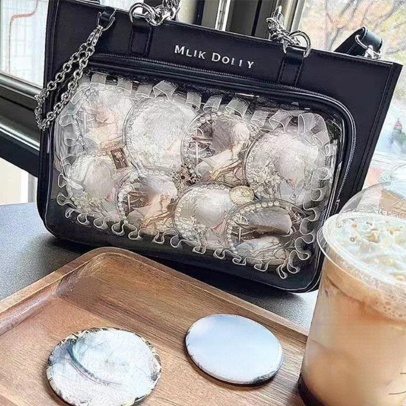 Y2k Aesthetic Punk Trendy Women Underarm Bag Vintage Transparent Casual Ita Bags All Match Fashion Streetwear Shoulder Handbags 240824
