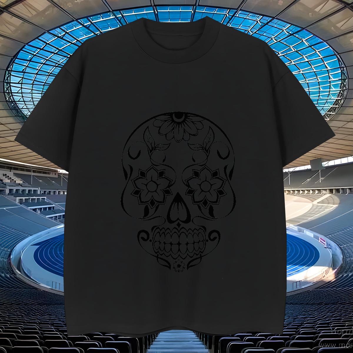 Classic T Shirts Men 230g Cotton skull Street Casual DIY Short Sleeve Soft Men Tops Tees Free Shipping Top Tees