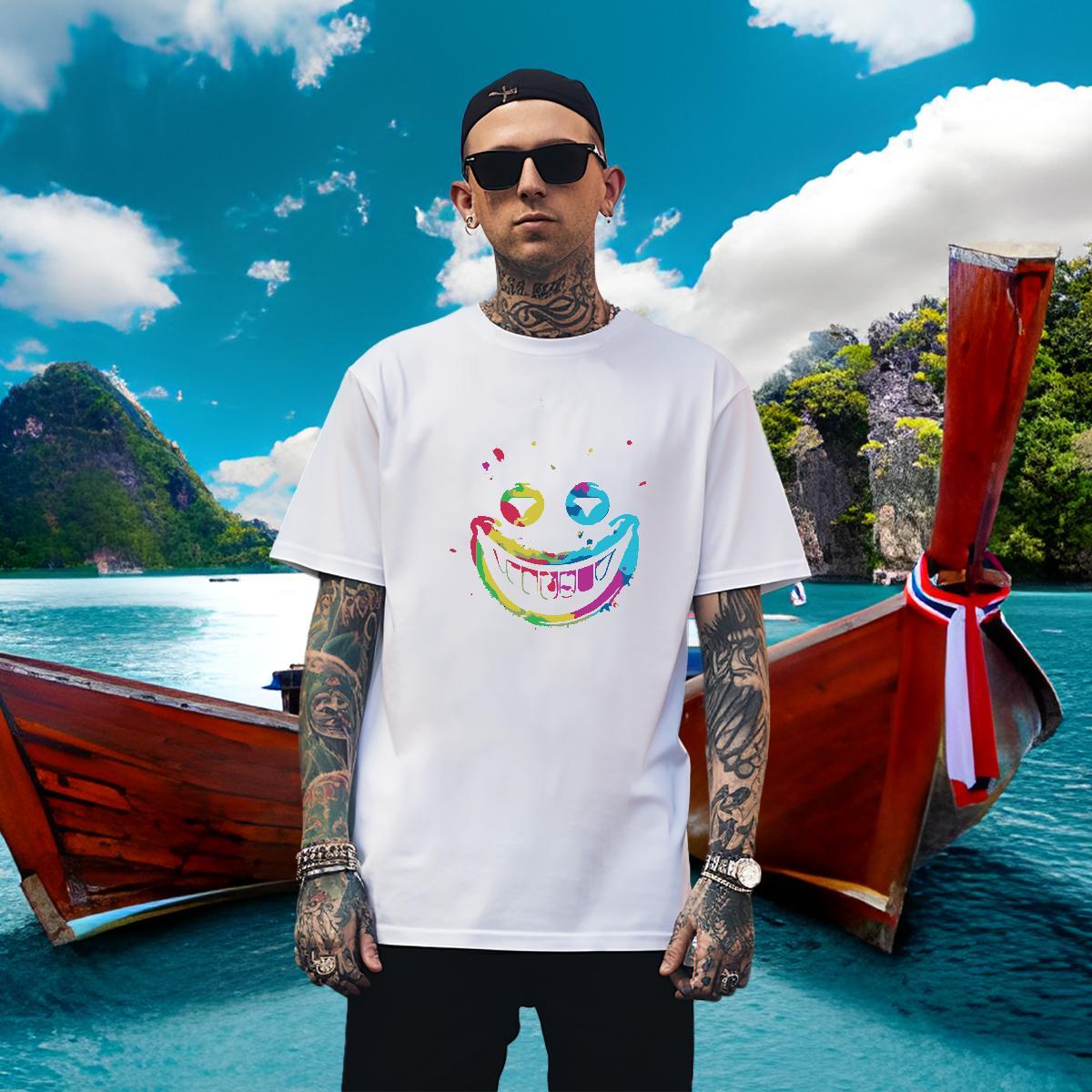 High Quality T shirt 230g 100% Cotton skull Beach DIY Logo Oversized Crew Neck Breathable Men Tops Tees Designer Wear