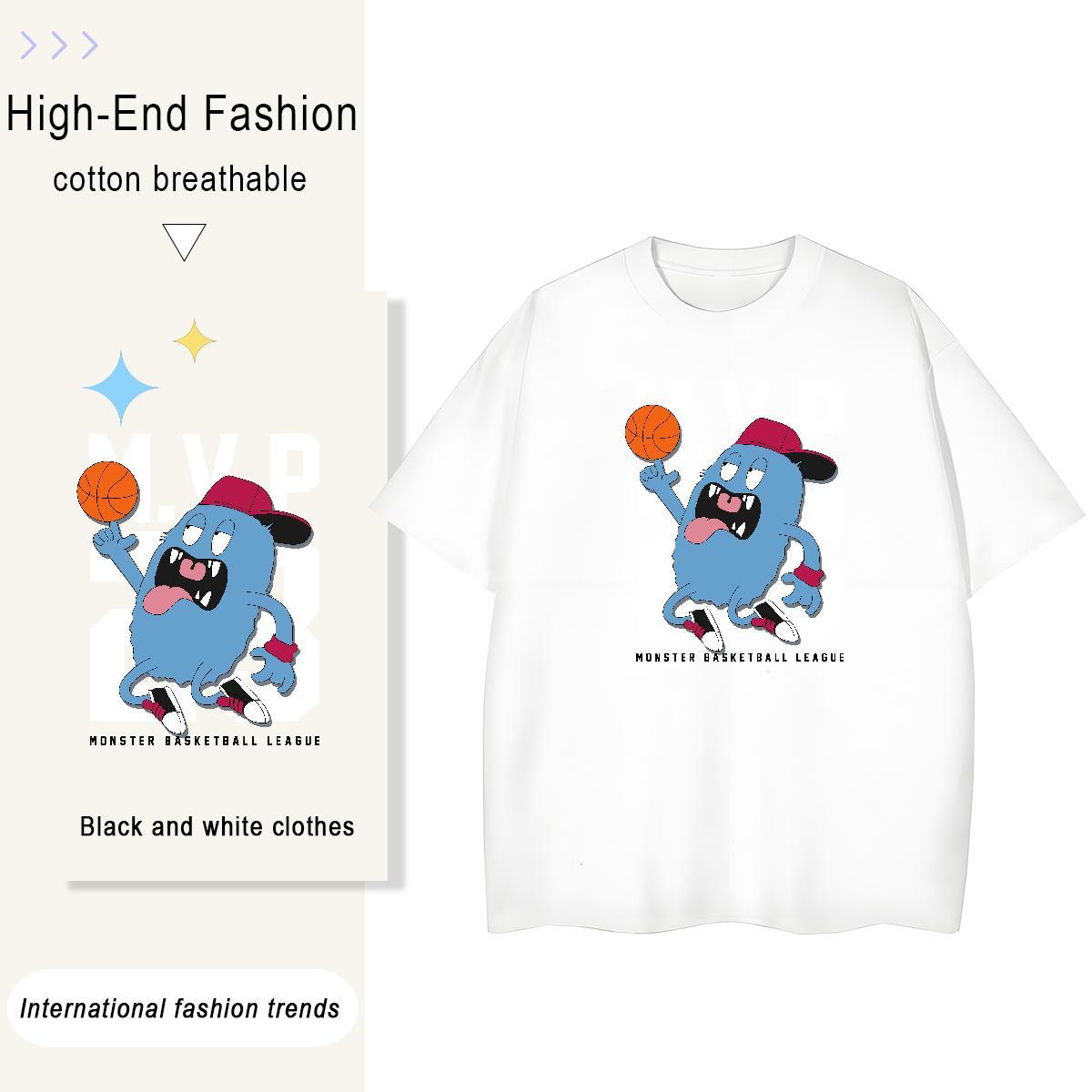 Unisex Couples T Shirts 230g Pure Cotton USA Daily Outfit T-Shirts Crew Neck Breathable Black White Top Tees