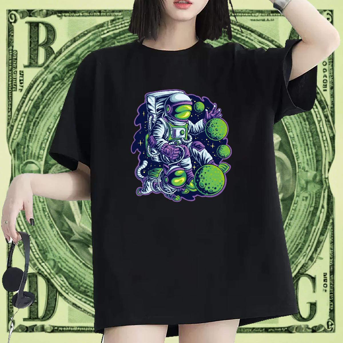 Popular Women Tshirts 230g 100% Cotton universe Street Wear T Shirts Women Breathable Crew Neck DIY Logo Tee Shirt