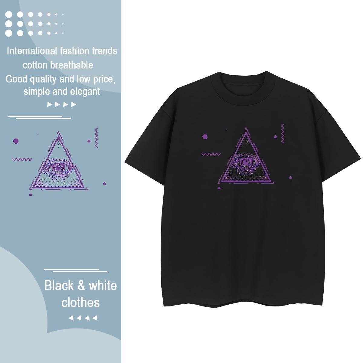 High Quality T shirt 100% Cotton 230g eye of the devil Casual Customized O Neck Short Sleeves Tshirts Fashion Design Tops