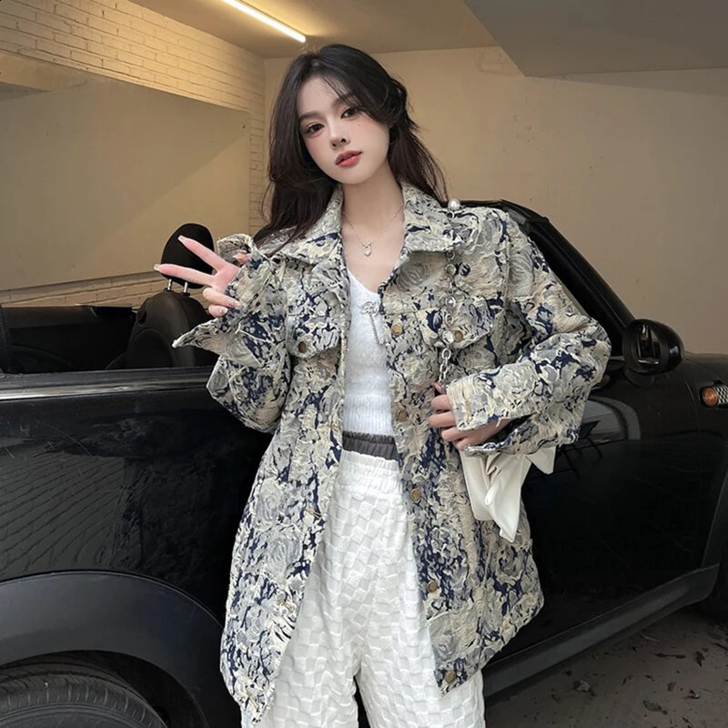 Denim Jackets Women Turn-down Collar Spring Autumn Loose Elegant Temperament Tender All-match Korean Style Leisure Stylish 240823