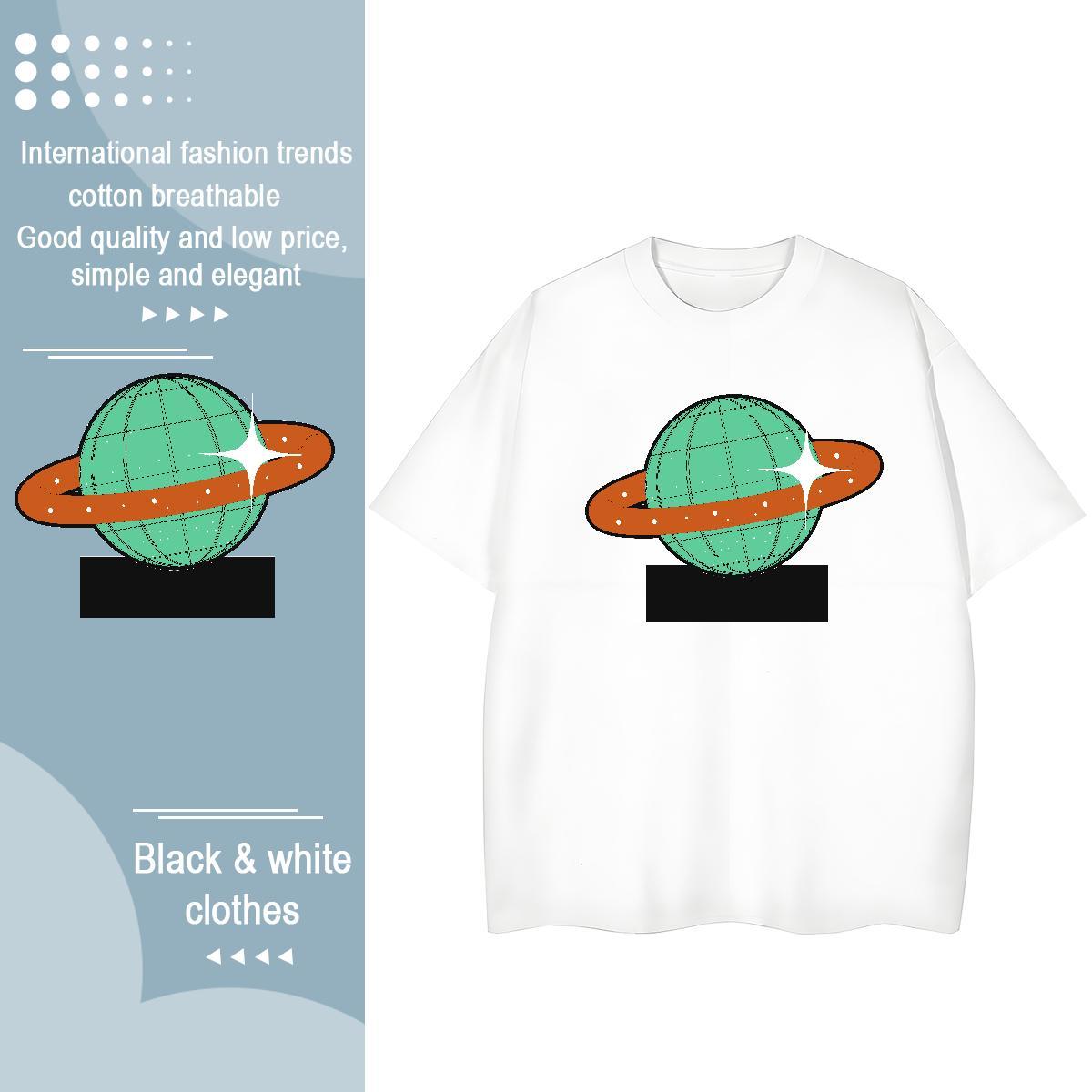 Wholesale Women Tees 100% Cotton 230g universe Spring Summer T-Shirts for Women Short Sleeve O-Neck Oversized Tshirts