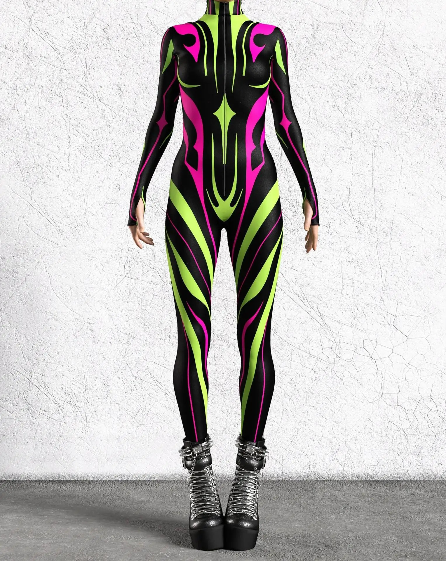 Halloween adult roleplaying jumpsuit color 3D printing womens single carnival party stage display tight fitting clothing costumes 240823