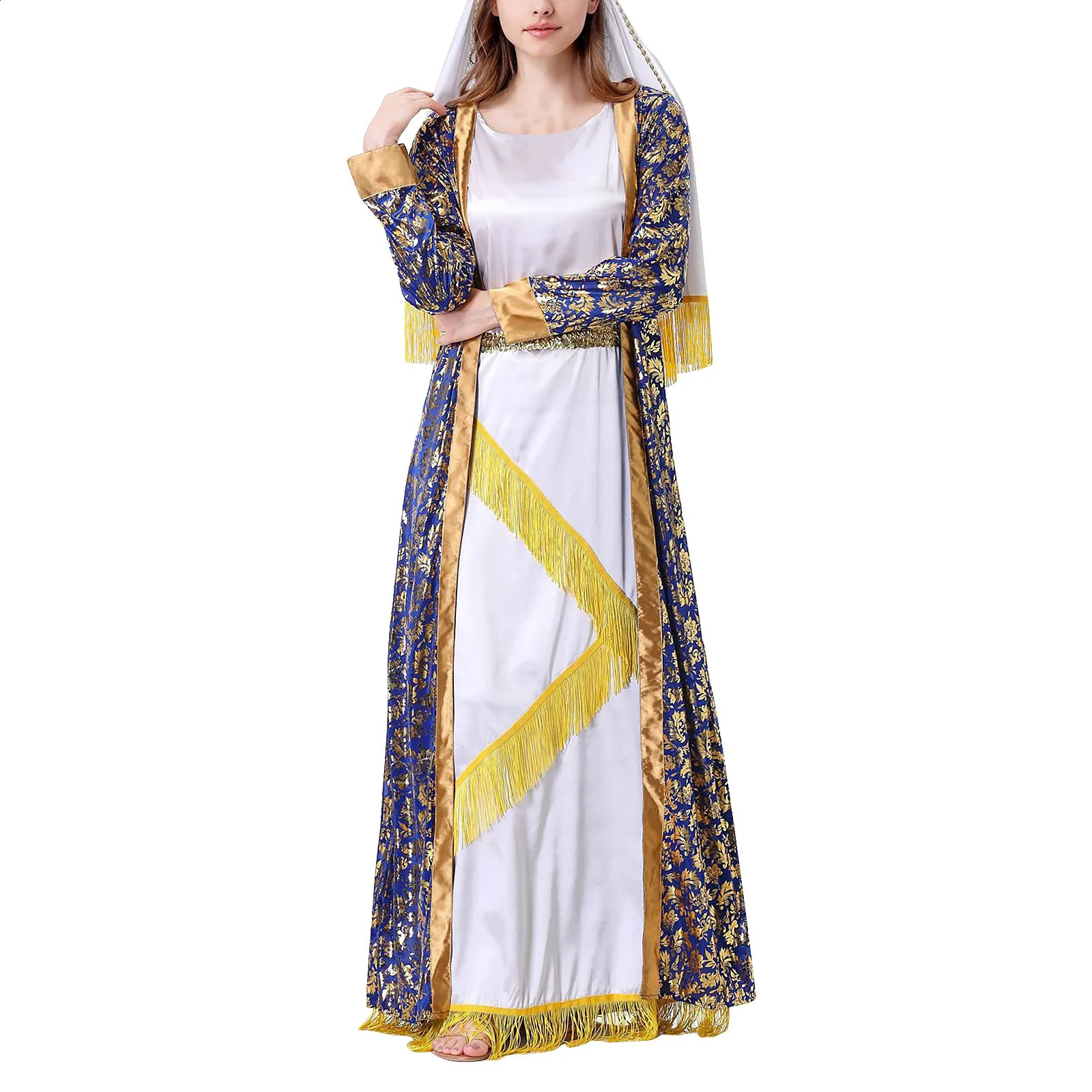 Halloween Retro Gothic Role Playing Dress Womens Long Sleeve Round Neck Makeup Party Performance Costume 240823