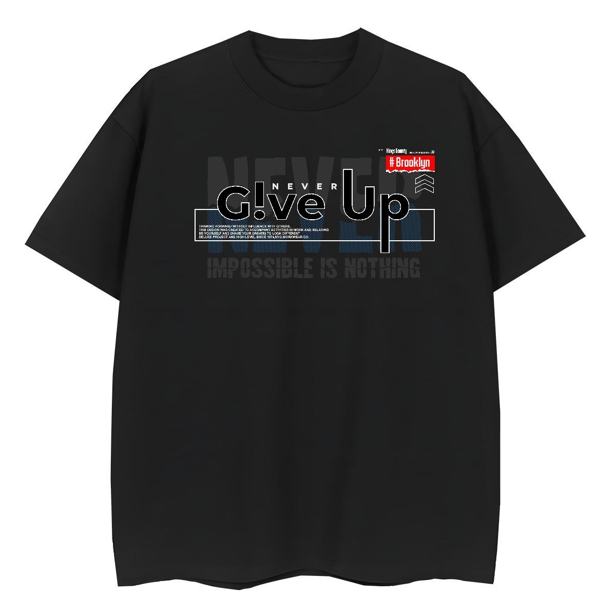 Lady Womens Tshirts 230g Cotton give up Daily Outfit T shirt Crew Neck Custom Print Plus Size Tee Shirt