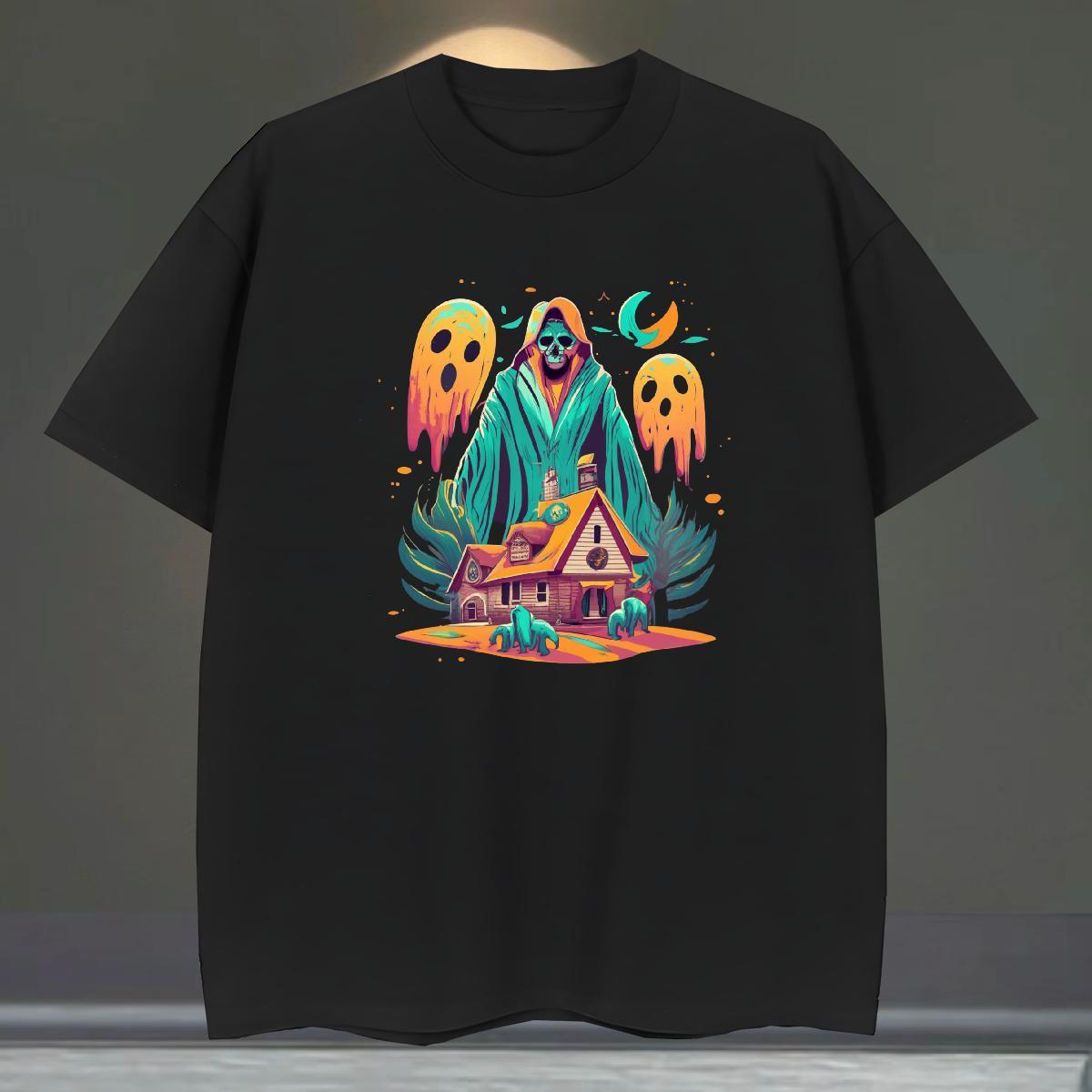 Comfortable Man T Shirts 230g Pure Cotton skull Daily Wear Cartoon Printing L-4XL Crew Neck Men Tees New Arrival Tee Shirt