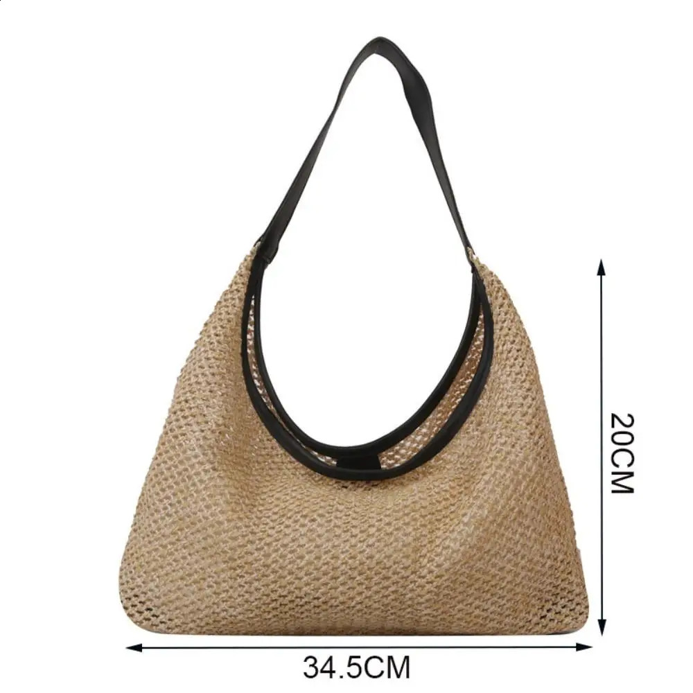 Purses Woven Bag Casual Bucket Straw Underarm Large Capacity Solid Color Shoulder Women y240828