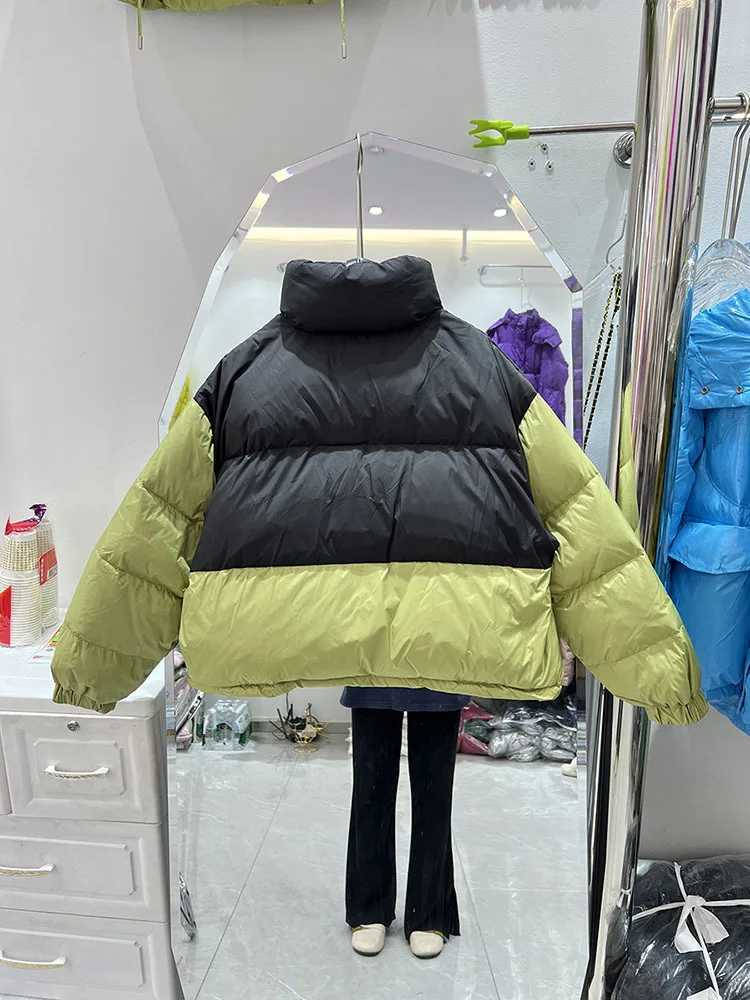 Women's Down Parkas New Down Jacket Womens Stand Collar Korean Fashion White Duck Down Coat Outerwear Long Slve Casual Camperas De Mujer Y2408245