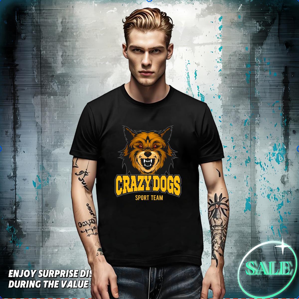 Designer Fashion Men Tops Tees crazy dog Casual Beach 230g Pure Cotton Tshirts O-Neck Short Sleeve High Quality T Shirts Men DIY Logo Oversized