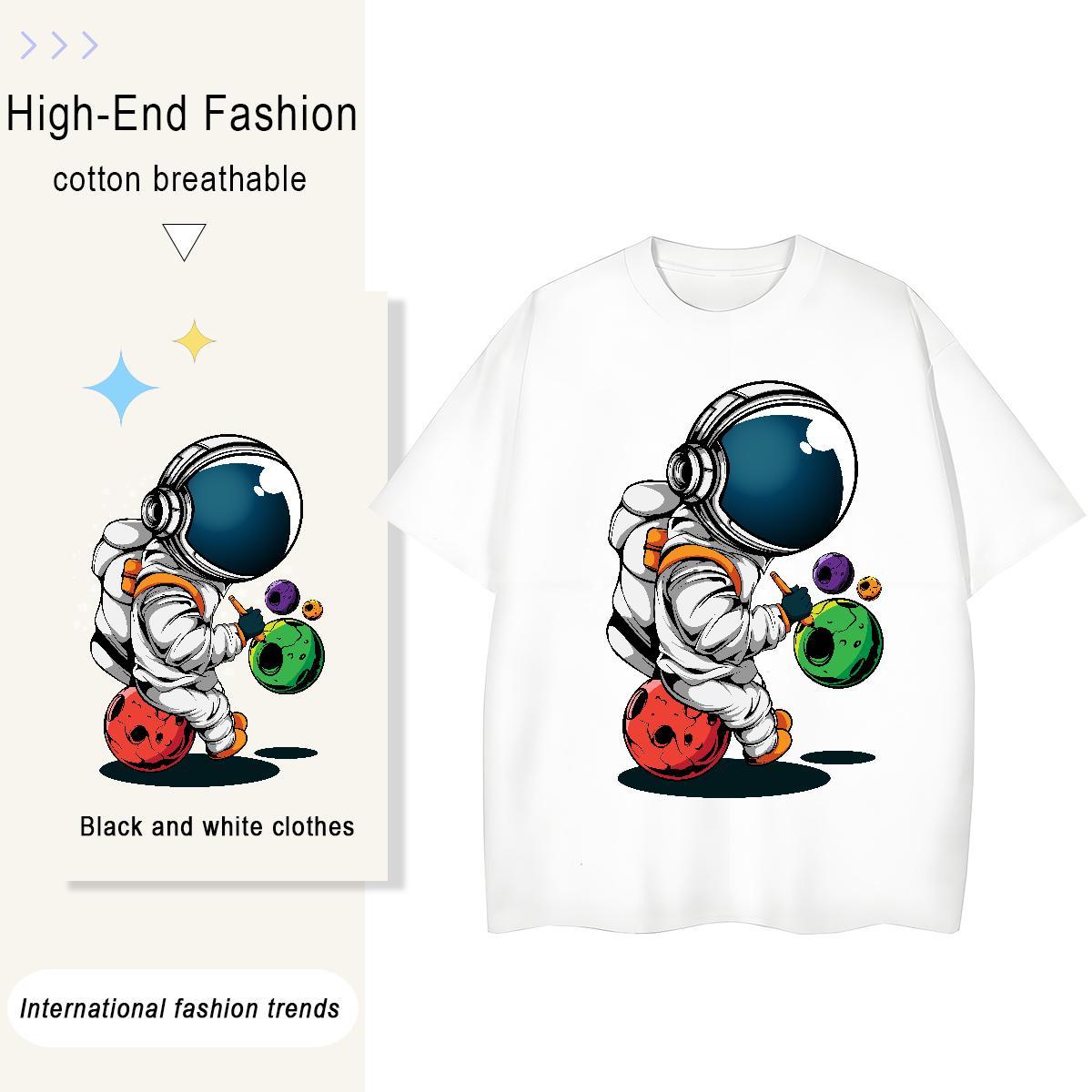 Popular Woman Tshirt 100% Cotton 230g universe Casual Daily Wear T Shirts Women Round Neck Short Sleeve Plus Size Cartoon Tees Shirts