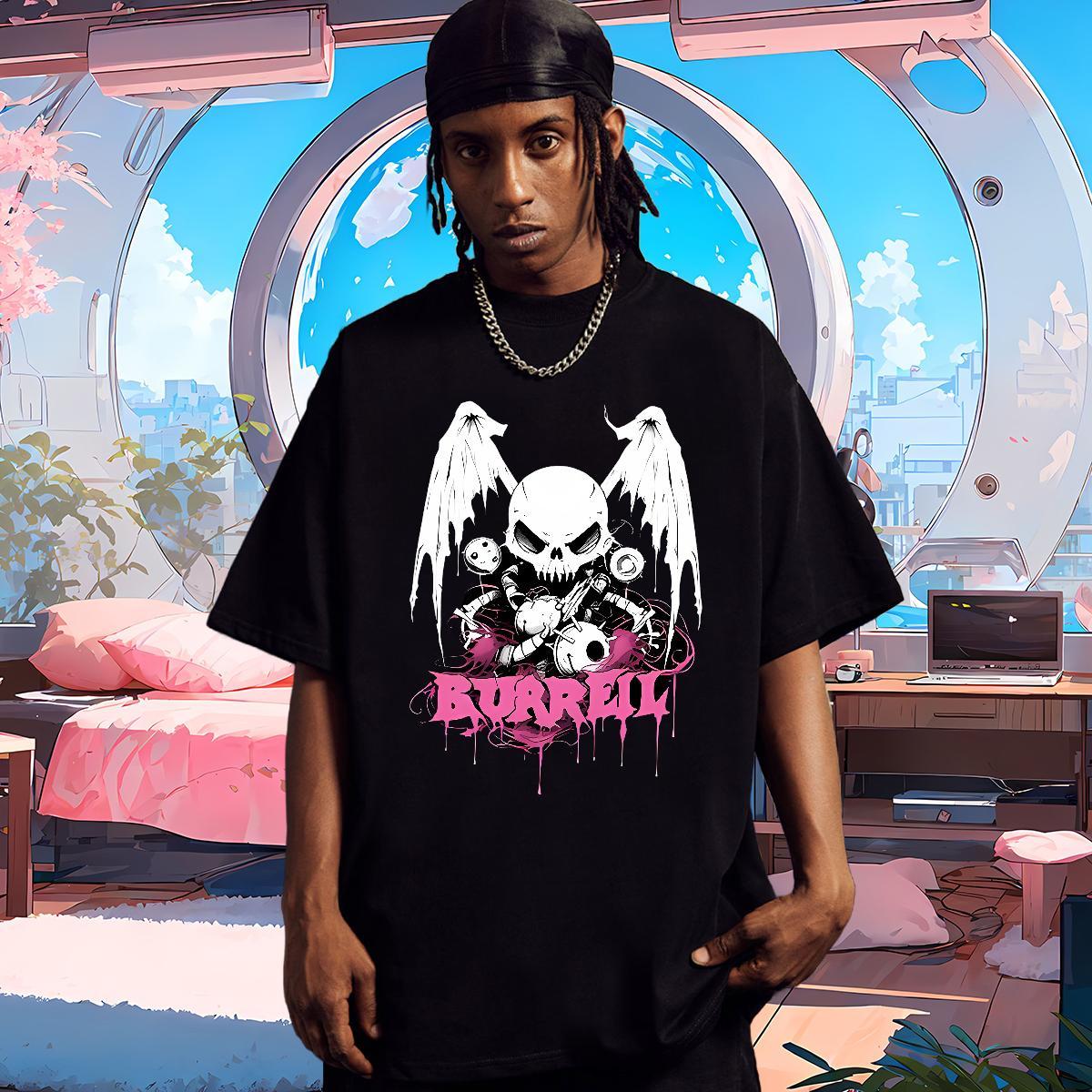 Unisex T-Shirts for Men 230g 100% Cotton skull Beach DIY O Neck Short Sleeves Tshirt for Man Woman Fashion Tees Shirts