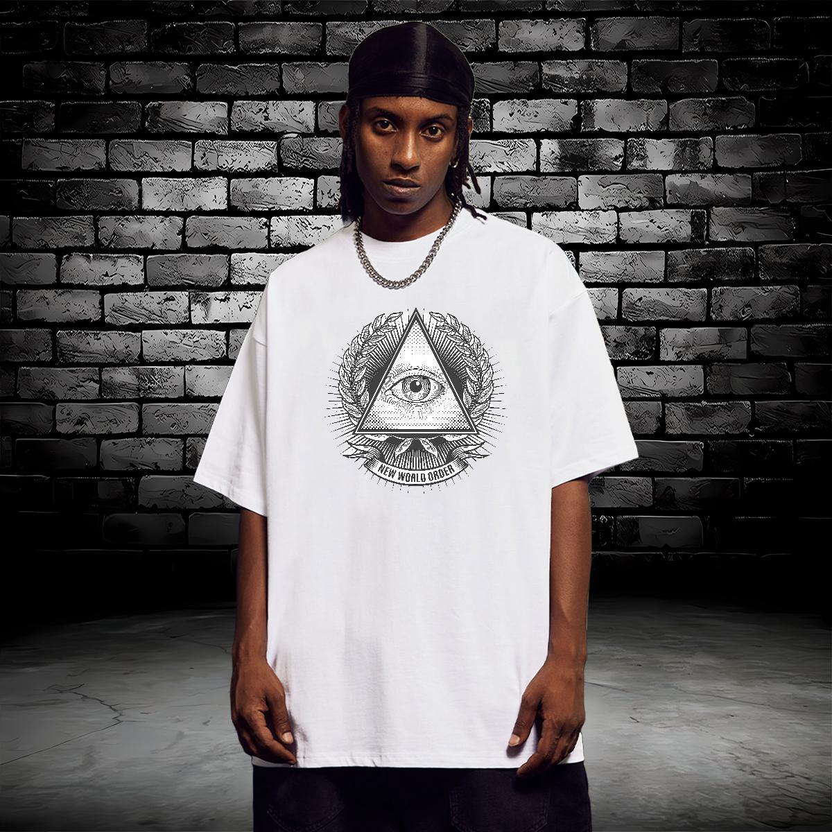 Loose Fit Men T Shirts 230g 100% Cotton eye of the devil Street wear Hip Hop Custom Big Size O Neck Short Sleeves Tshirts Classic Casual Top Tees