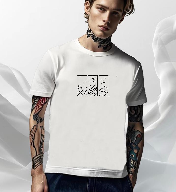 Soft Men T Shirts 230g 100% Cotton mountains Sports Casual Oversized 4XL Breathable Short Sleeve Men Tees DIY Customized Tshirts