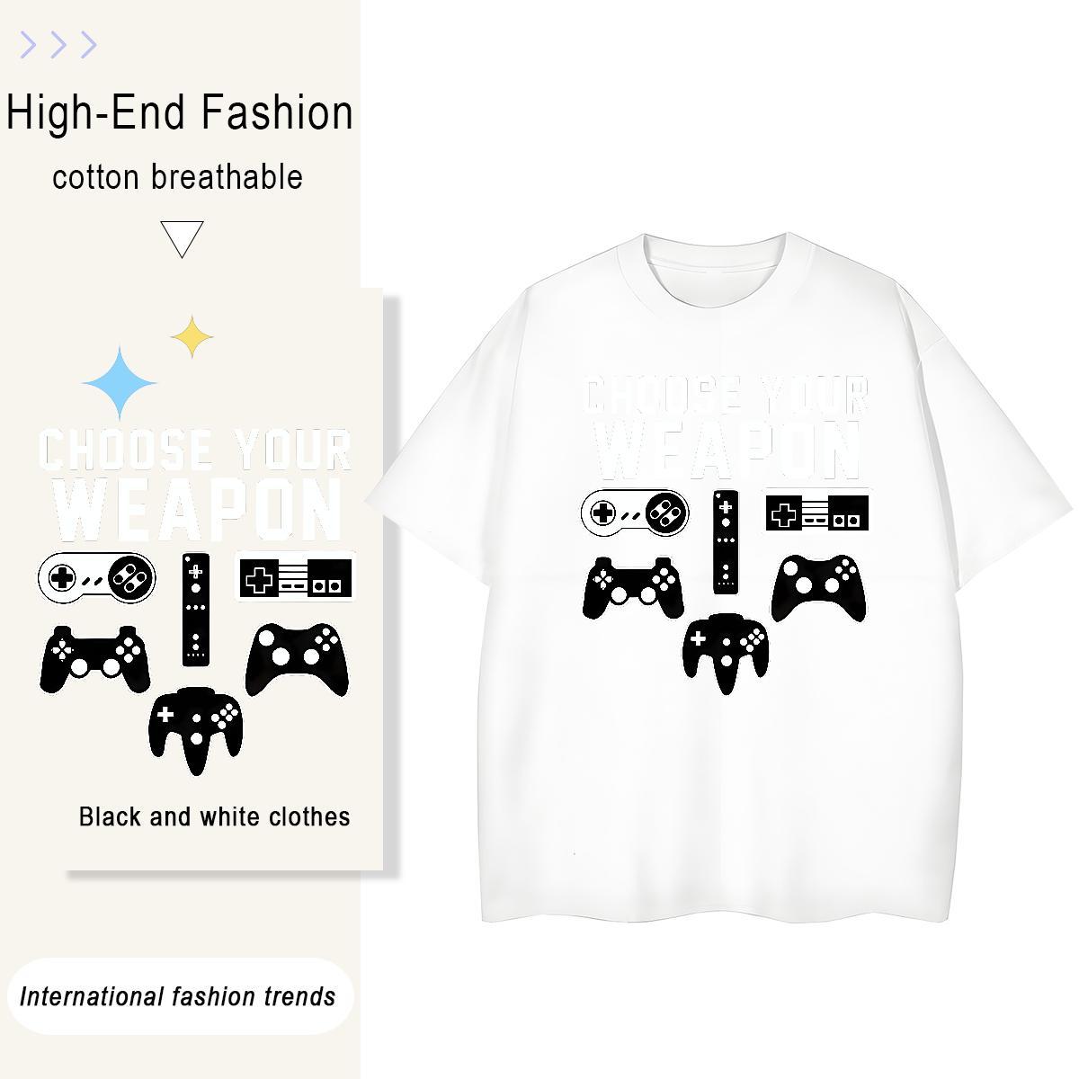 Loose fit Couples T Shirts 230g Pure Cotton amusement game Sports Street Wear T-Shirts Breathable Short Sleeve Custom Print Oversized Tops Tees