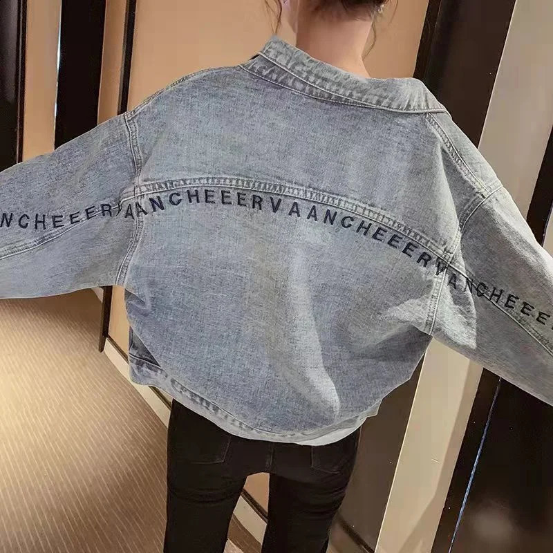 Women Loose Fitting Jeans Jacket Spring Autumn Female Medium Long Styles Cowboy Outwear Korean Ladies Long Sleeves Denim Coat 240823