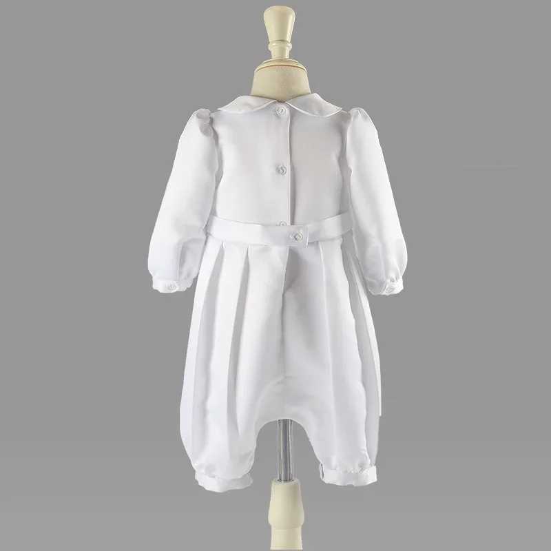White baby mens suit Baptist clothing summer solid color full sleeve bow lace Christmas dress newborn gentlemans birthday W240823