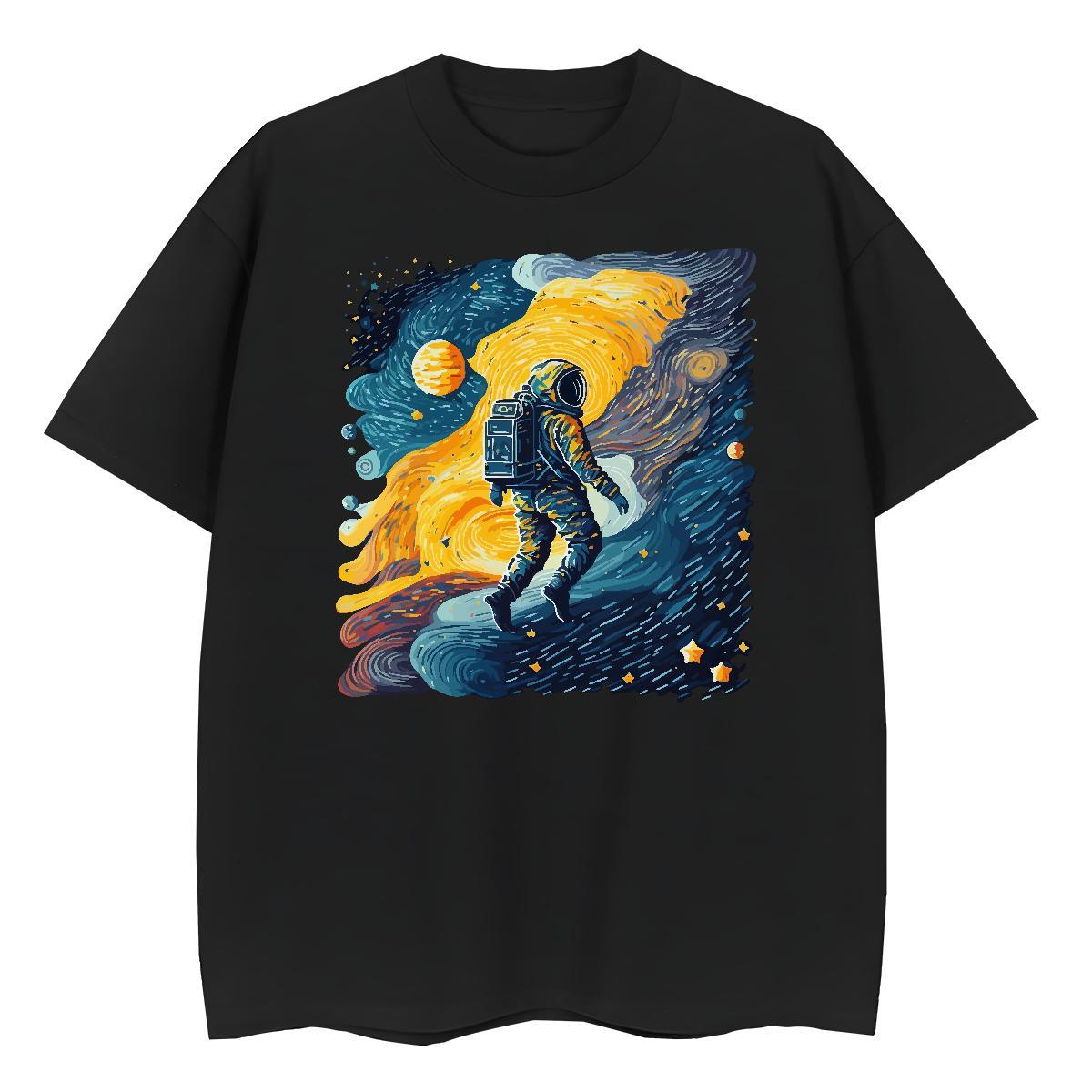 Wholesale Lady T shirt 100% Cotton 230g universe Daily Wear Women T Shirts Breathable Cartoon Printing L-4XL Tops Shirt