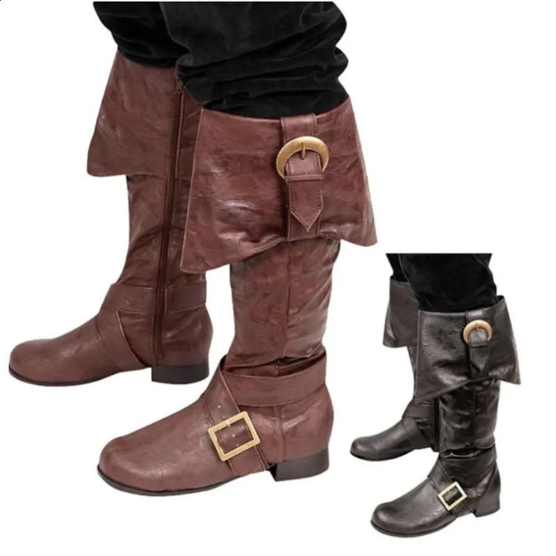 Medieval Viking pirate soldier role-playing knight boots Halloween mens fashionable buckle shoes womens retro party high heels 240823 ww