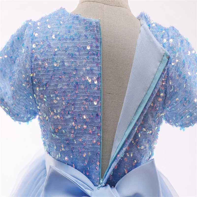Short sleeved princess dress for little girls used for weddings evening parties childrens birthdays rose prints formal chiffon Tutu Vistildos W240823