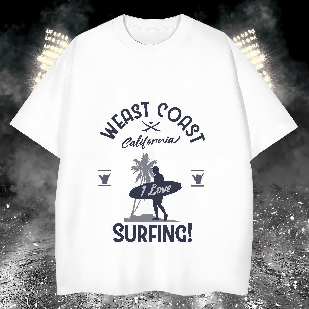 High Quality Mens T Shirts 230g Cotton sea Street Graphic Crew Neck Breathable Men Tops Tees 2024 Summer Tee Shirt