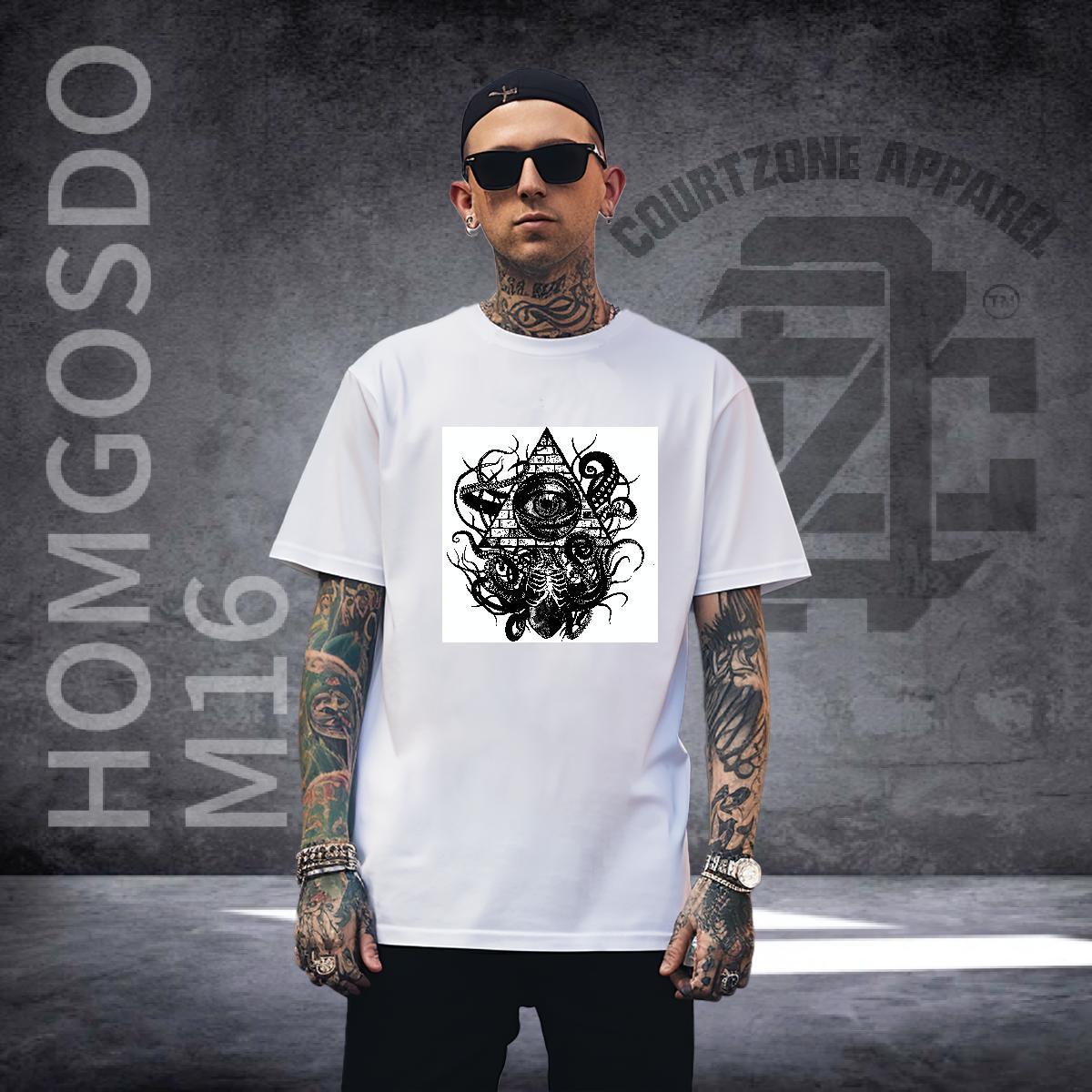 Soft T shirt 230g 100% Cotton eye of the devil Street Wear Custom Printed Breathable Soft Mens Tshirts 2024 Tees Shirts