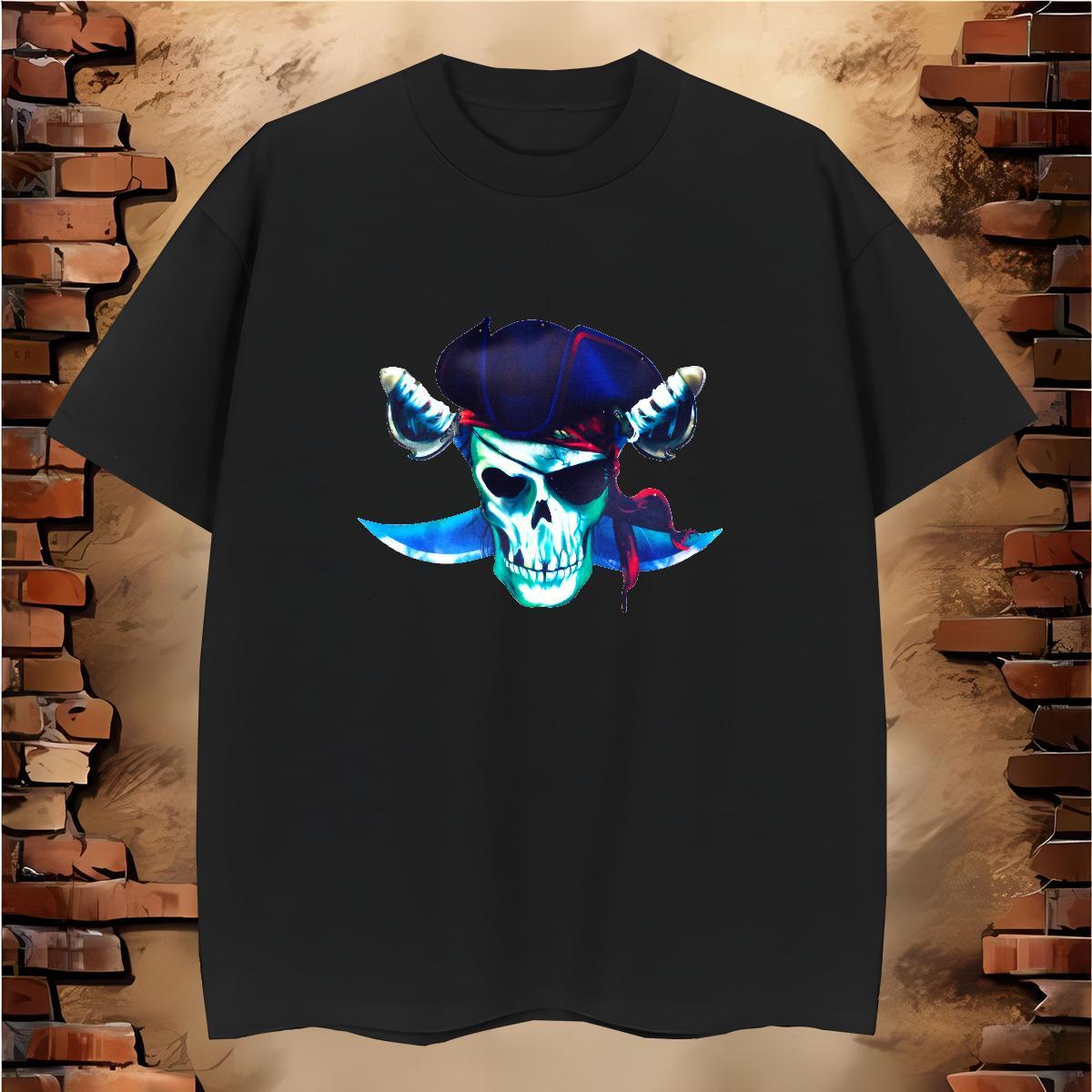 Free Shipping Mens T Shirts 230g Pure Cotton skull Sports Casual DIY Breathable Crew Neck Tshirts Fashion Design Tee Shirt