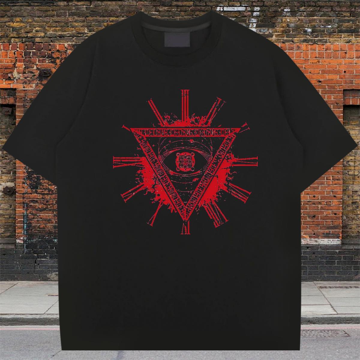 Wholesale Mens T Shirts 230g Pure Cotton eye of the devil Home Outdoor Asian Size Breathable Short Sleeve Men Clothes T-Shirt Brand Tees Shirts