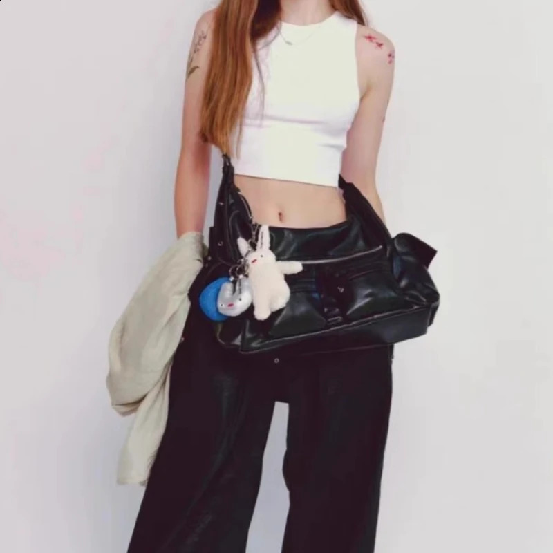 DHXJ Japanese Punk Y2k Aesthetic Crossbody Bags Vintage Simple Shoulder Handbags Casual Trendy All Match Tote Bag Women 240824