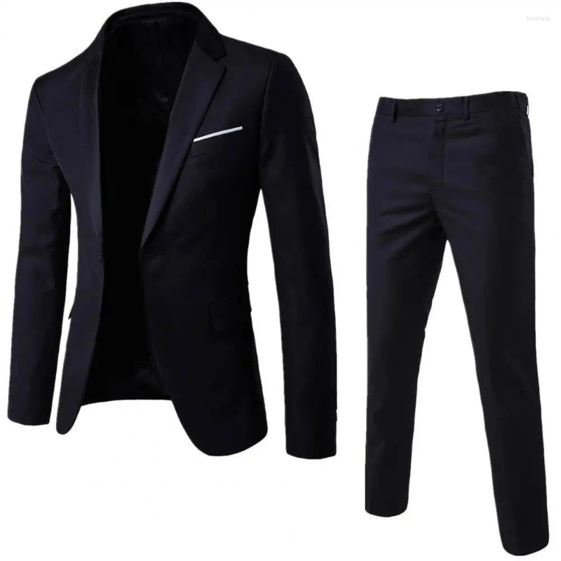 Men's Suits 1 Set Business Suit Stylish One Button Formal Groom Anti Deformation