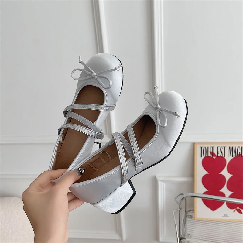 Spring Autumn Mary Jane Shoes Fashion Shallow round toe mid heel shoes for women Elegant outdoor single pump shoes for women 240823