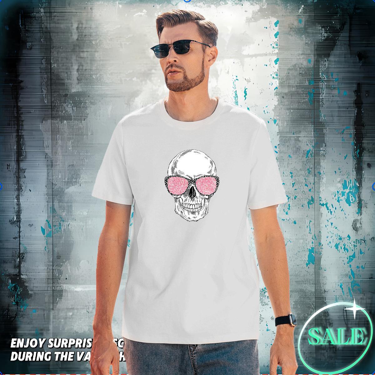 Brand Mens T Shirts 230g Pure Cotton skull Street Wear Graphic Breathable Soft Men Tshirts 2024 Designer Clothes