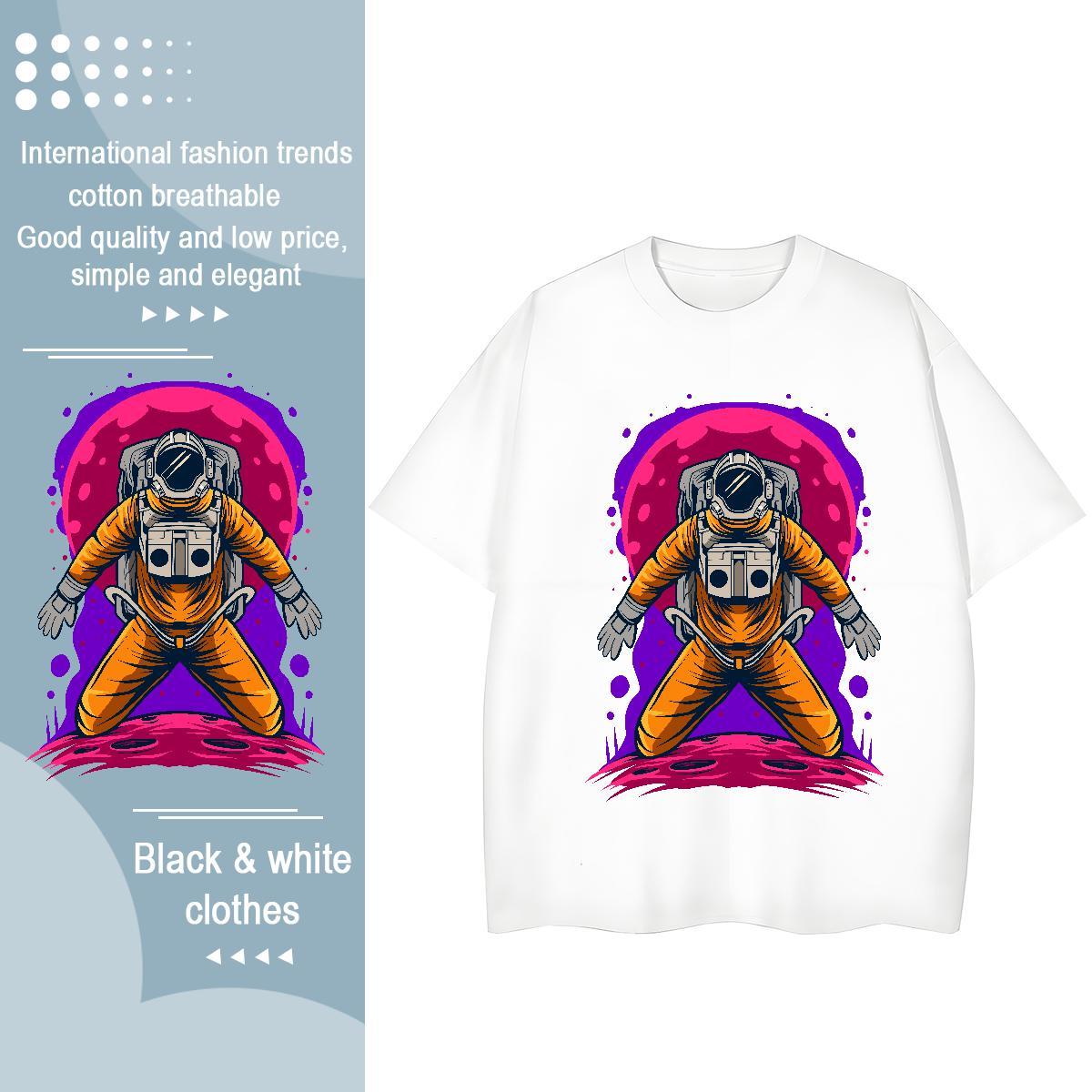 Free Shipping Women Tees 230g Cotton universe High Street Hip Hop Womens T Shirts Breathable DIY Anime Clothings