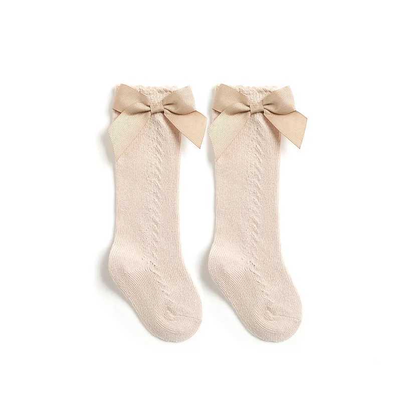 2023 New Kids Knee High Socks Baby Girls Boys Bow Long Sock Soft Cotton Mesh Breathable Children Hollow Out Socken For 0-7 Years CL240824