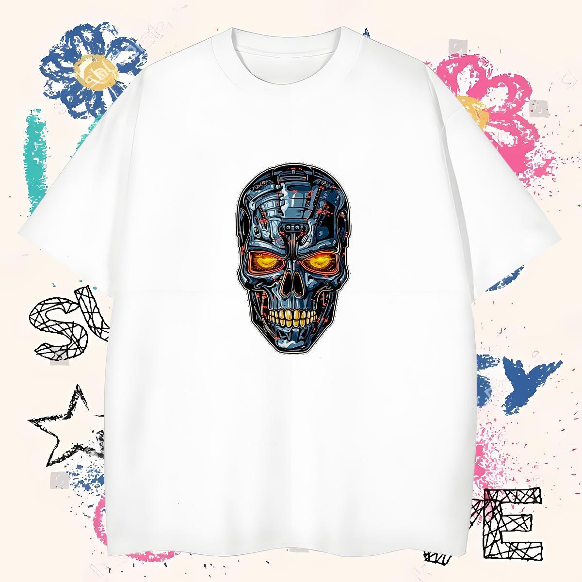 Soft T-Shirts 100% Cotton 230g skull Outdoor DIY Logo Oversized O-Neck Short Sleeve Men Tees 2024 DIY Tshirts