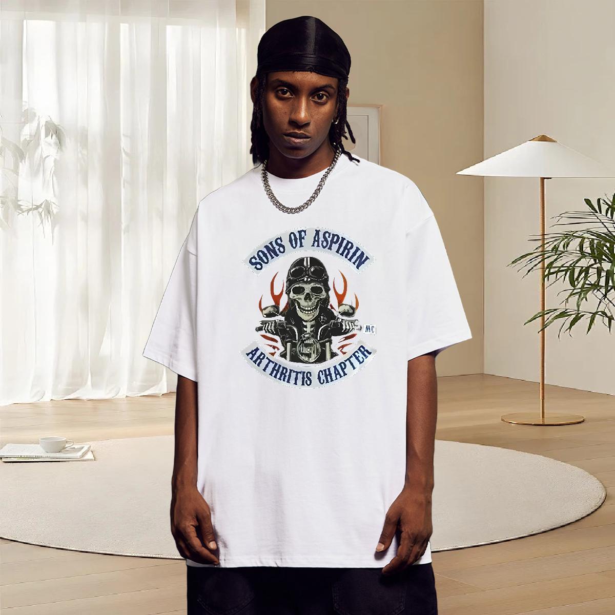 Wholesale T Shirts Men 230g Cotton skull Street Casual Custom Print Oversized Crew Neck Breathable Tshirts New Designer Wear