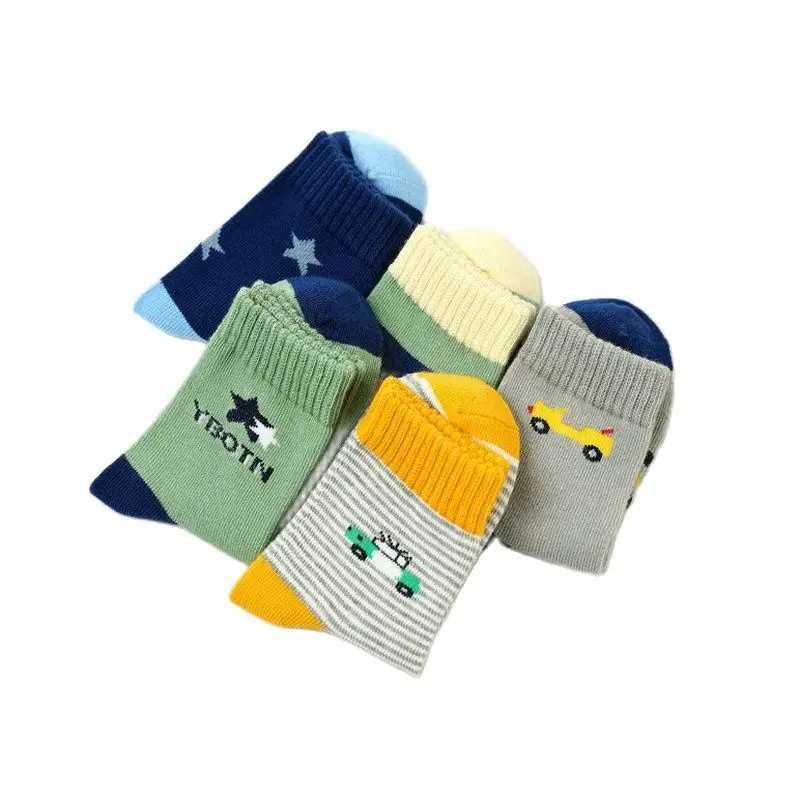 5pairs/lot 2023 Ins Fashion Baby Socks 5pairs/lot Children Boys Cartoon Socks Boys Car Socks CL240824