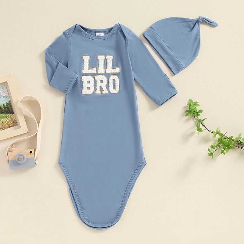 SUNSIOM Baby Sleeping Bag Knotted Gown with Hat Long Sleeve Letter Embroidery Newborn Sleeper Sleeping Bag for Boys Girls M240824