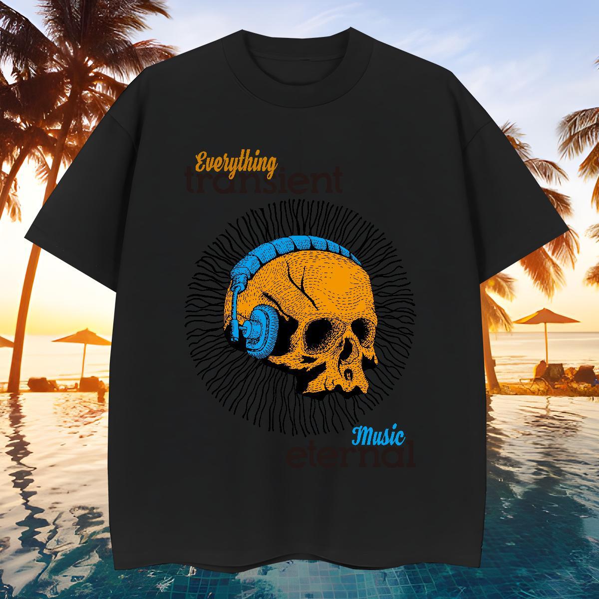 Brand T Shirt For Man 230g Cotton skull Daily Wear White Plus Size O-Neck Short Sleeve Men Tees New Tee Shirt