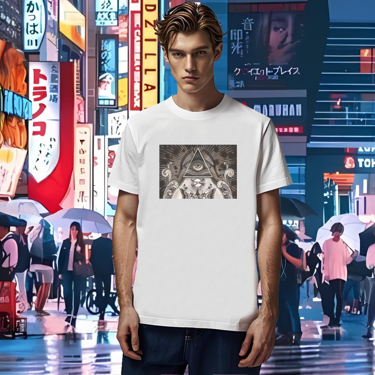 TOP Quality T-Shirts 230g Pure Cotton eye of the devil Summer Casual Custom Big Size Breathable Short Sleeve Mens Tshirts Classic Tops