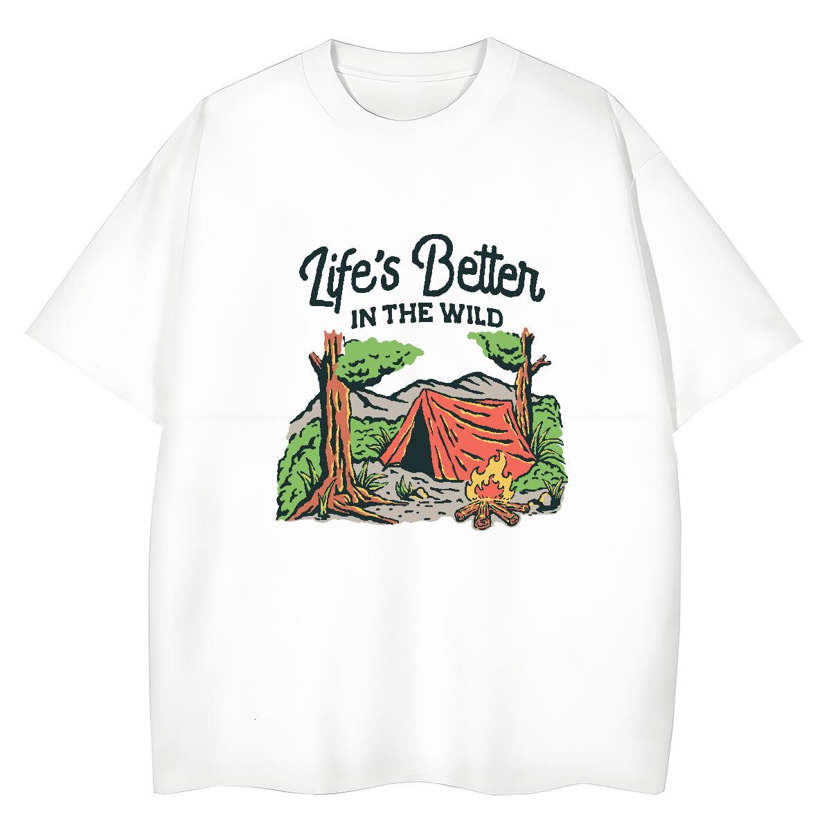 2024 Summer Tshirts tree Home Outdoor 100% Cotton 230g Tees O Neck Short Sleeves Popular Men T Shirts Cartoon Print