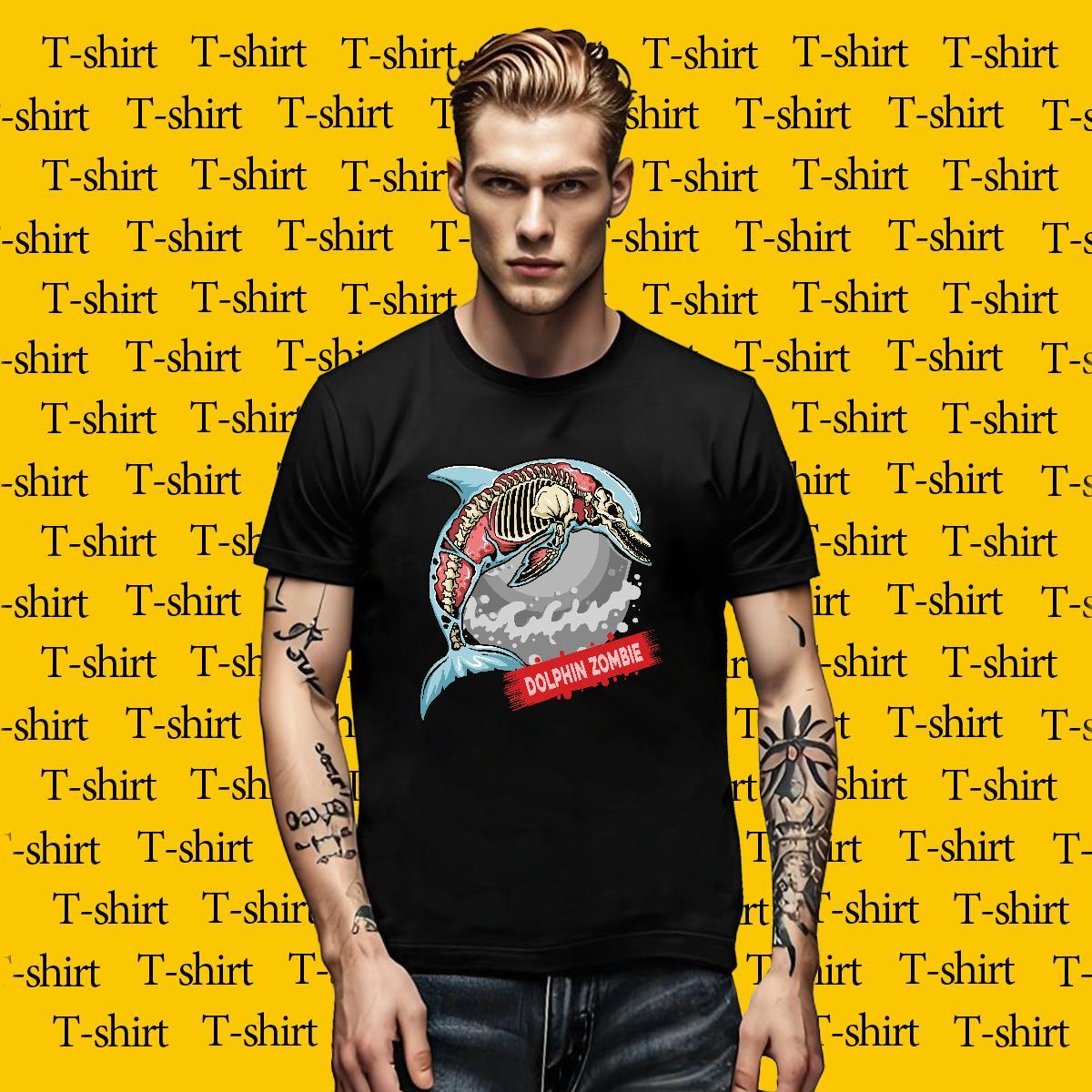 Stylist Men Clothes T-Shirt dolphin Street 230g Cotton Tee Shirt Crew Neck Breathable Comfortable Men T Shirts White Plus Size