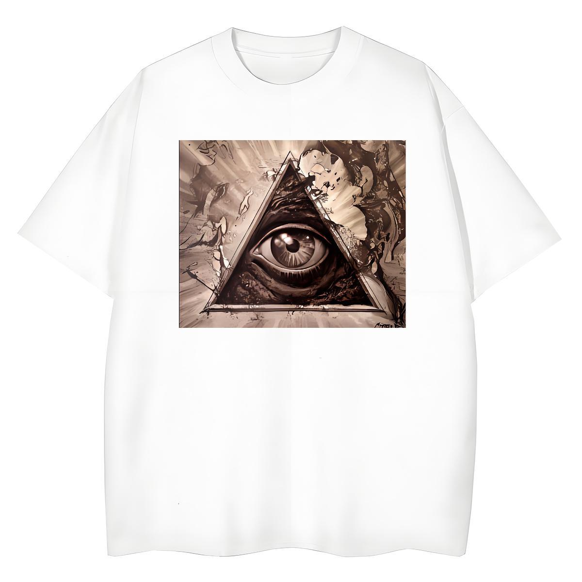 TOP Quality T-Shirts for Men 230g Pure Cotton eye of the devil Summer Casual Anime Breathable Soft Men Tees Fashion Design Polos