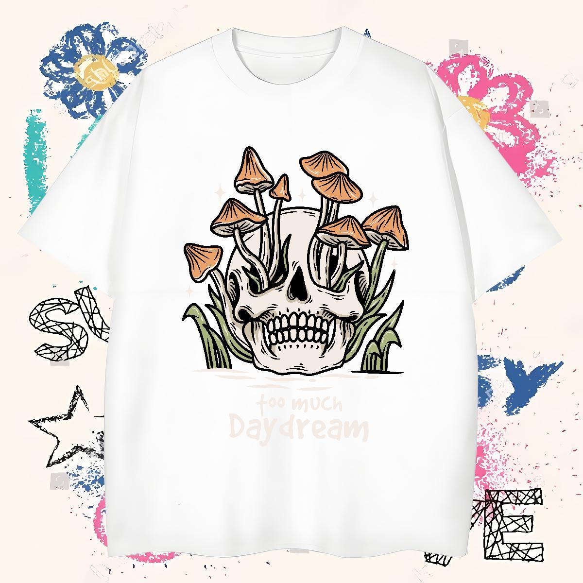 Cool T-Shirts for Men 230g Cotton skull Spring Summer Oversized 4XL Pure Cotton Couples T Shirts Designer Fashion Tops