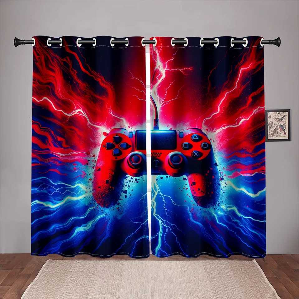 2 pcs Cartoon Gaming Play Station Window Curtain Living Room Bedroom for Boys Room Decor Gamer Teens Kids Playing Video Game Y240824