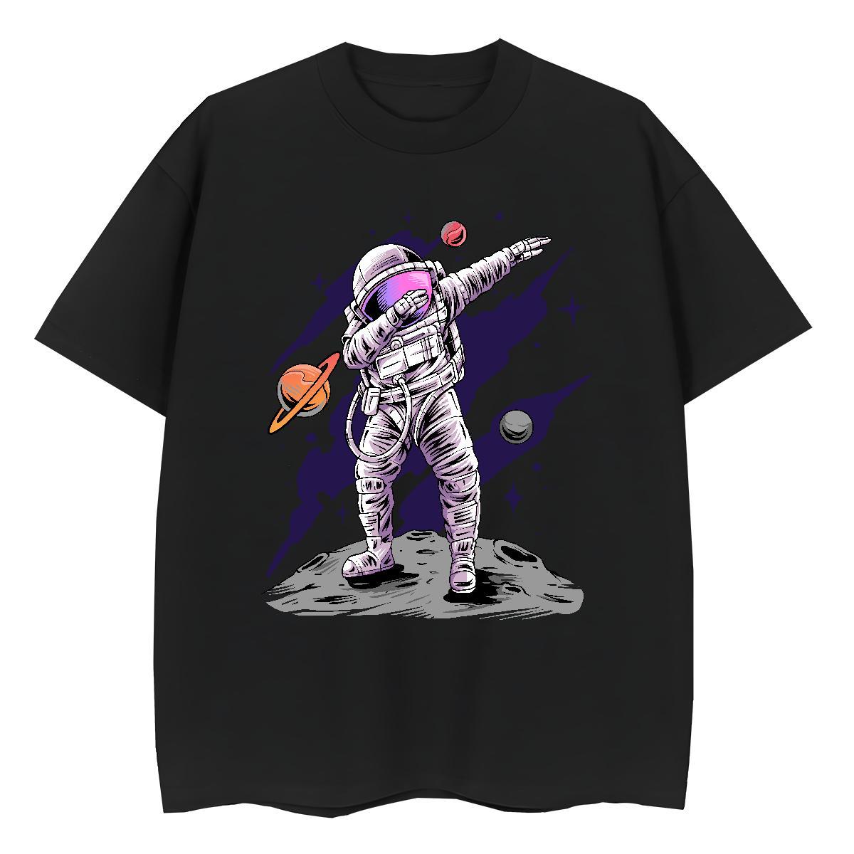 Loose fit Unisex Tshirts 100% Cotton 230g planet Outdoor T Shirts Women Breathable DIY Anime Printed Tops Shirt