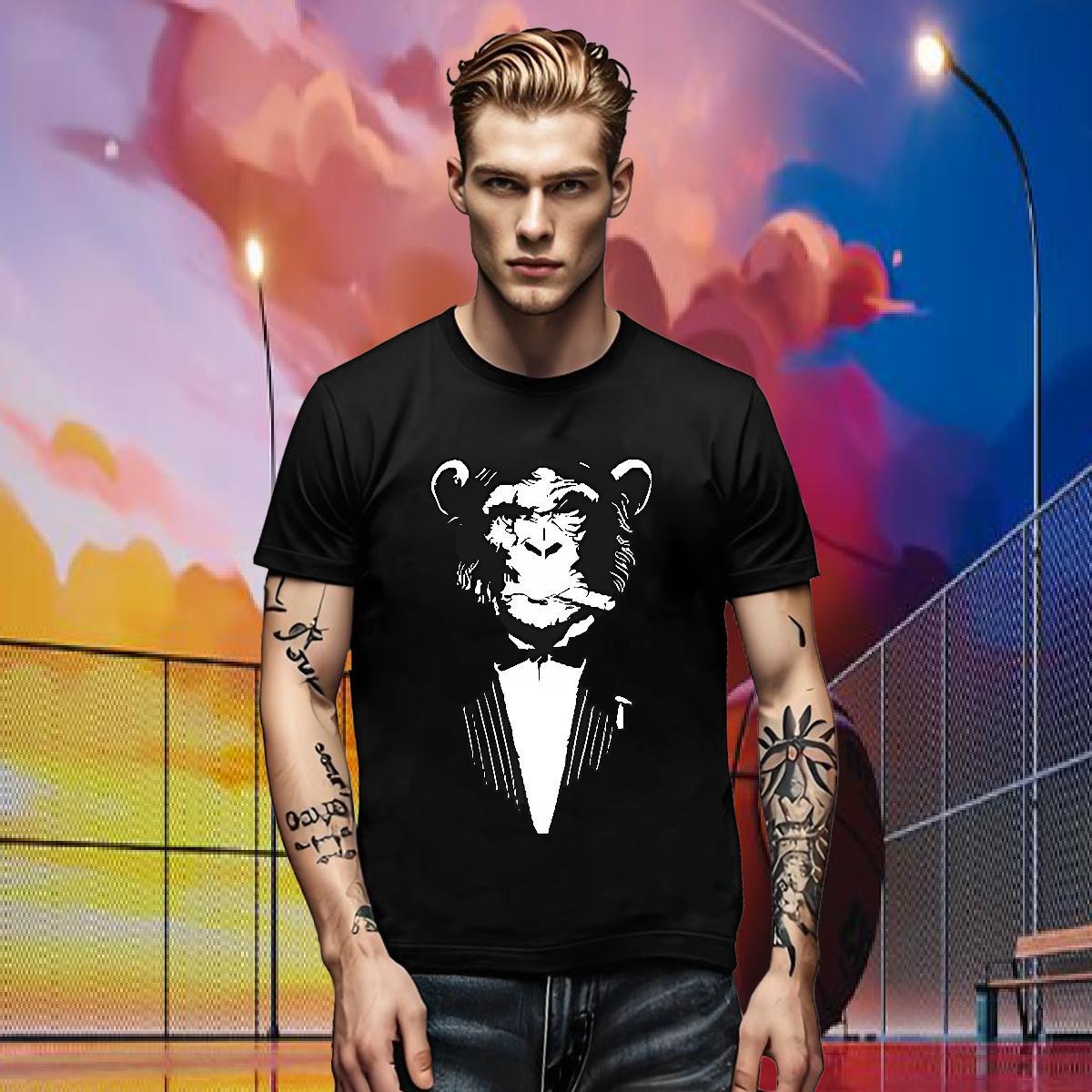 Designer Men Tops Tees chimpanzee Home Outdoor 230g 100% Cotton Clothings Short Sleeve Soft Loose T Shirts Men Custom Cartoon