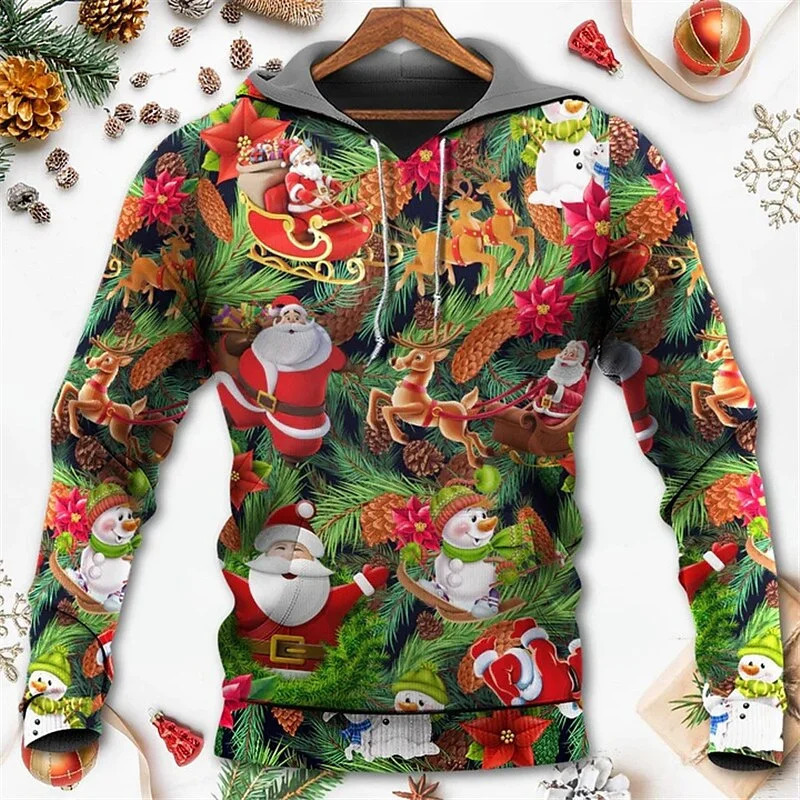 3D Funny Santa Claus Snowman Printed Pullover Hoodies For Men ren Cute Sweatshirts Women Harajuku Hoodie Winter Top 240823